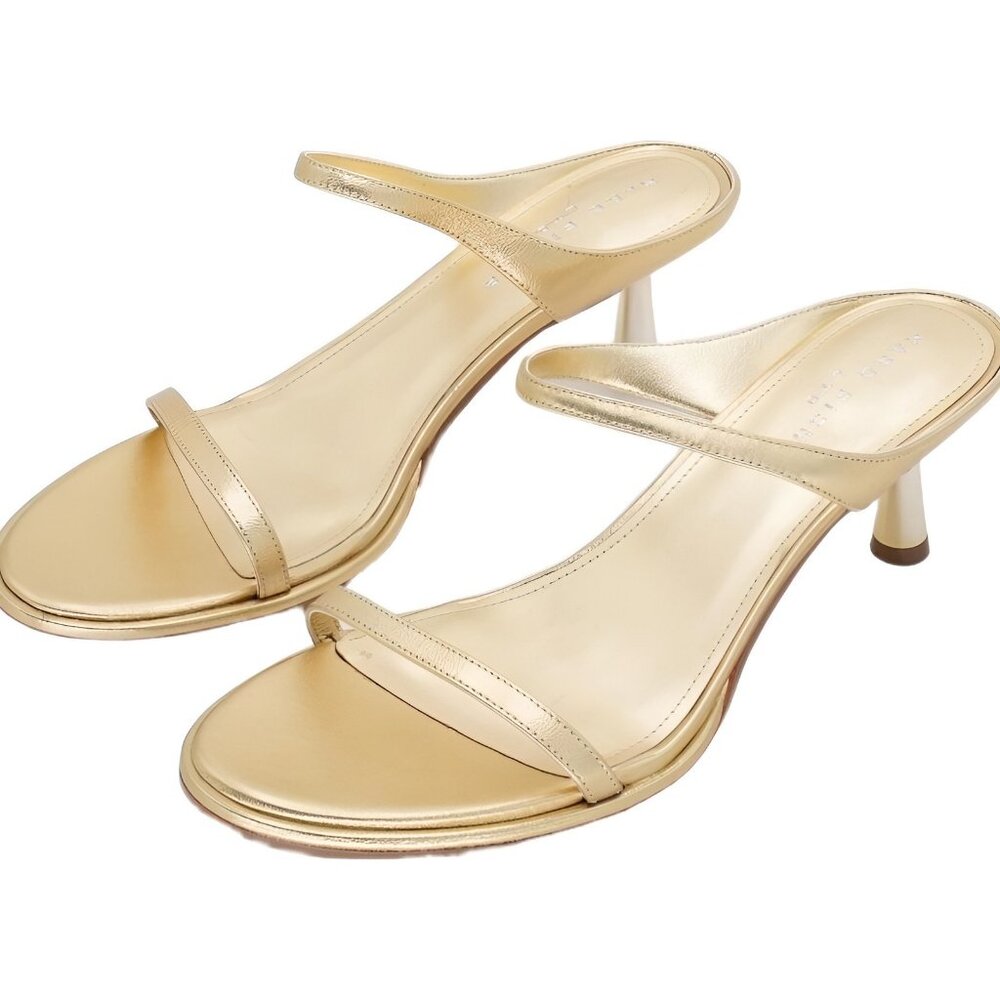 Marc Fisher LTD Alonde Kitten Heel Sandal Gold Women's US 11M - Picture 2 of 6